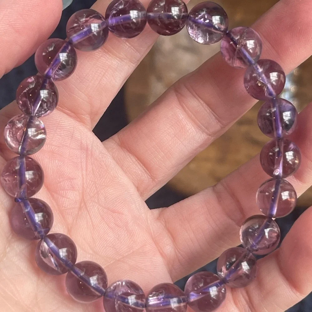 Amethyst Beaded Bracelet with Rainbows